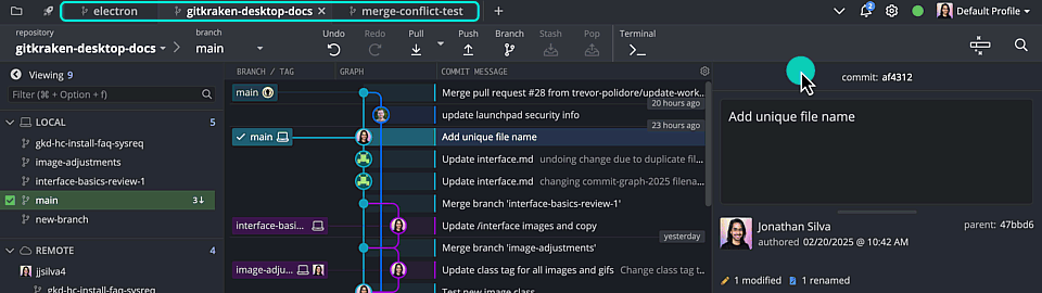 Switching profiles changes tabs
